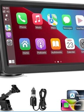 Double DIN Car Multimedia Receiver with Apple CarPlay - Black